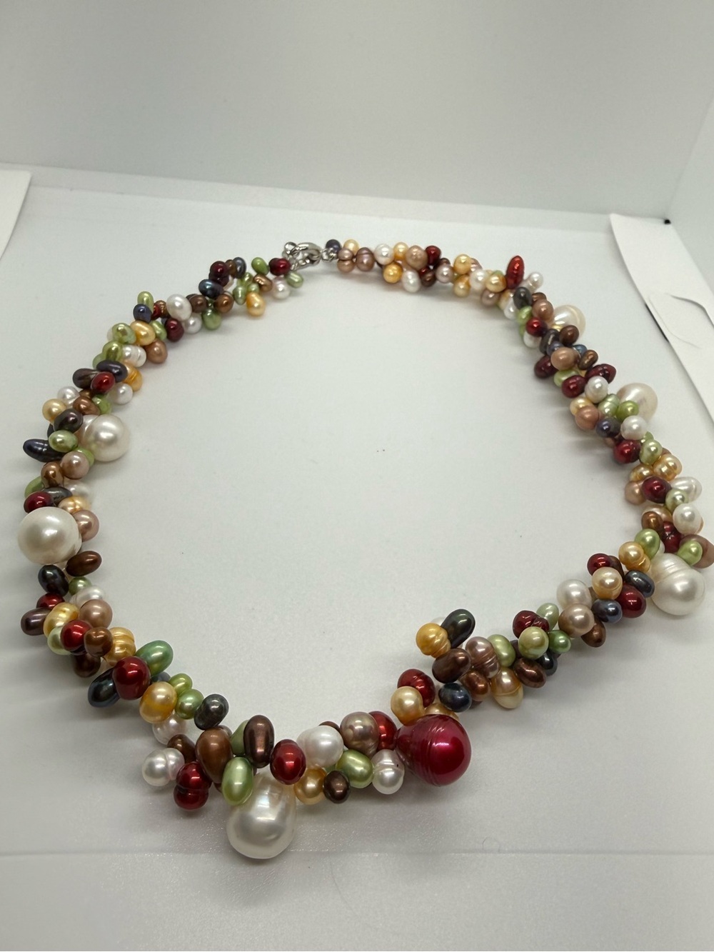 18” Multicolor Freshwater Pearl Twisted Double Strand Necklace